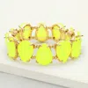 Fashnzfab Teardrop Glass Stone Cluster Stretch Evening Bracelet Neon, Yellow In Multi