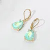 Fashnzfab Teardrop Glass Stone Drop Dangle Earrings In Green