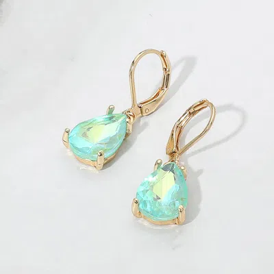 Fashnzfab Teardrop Glass Stone Drop Dangle Earrings In Green