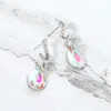 Fashnzfab Teardrop Glass Stone Drop Stone Paved Swirl Evening Earrings In Multi