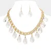 Fashnzfab Teardrop Link Statement Necklace In Gold