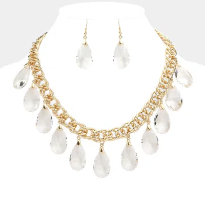 Fashnzfab Teardrop Link Statement Necklace In Gold