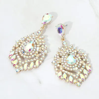 Fashnzfab Teardrop Marquise Cluster Embellished Chandelier Drop Evening Earrings In Multi