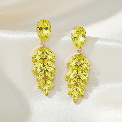 Fashnzfab Teardrop Marquise Crystal Drop Evening Earrings In Green