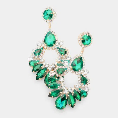 Fashnzfab Teardrop Marquise Crystal Drop Evening Earrings In Multi