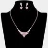 Fashnzfab Teardrop Marquise Square Cz Stone Cluster Accent Necklace In Pink