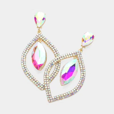 Fashnzfab Teardrop Marquise Stone Accented Dangle Evening Earrings In Multi