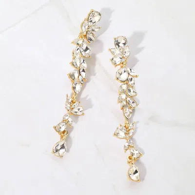 Fashnzfab Teardrop Marquise Stone Cluster Embellished Dropdown Evening Earrings In Multi