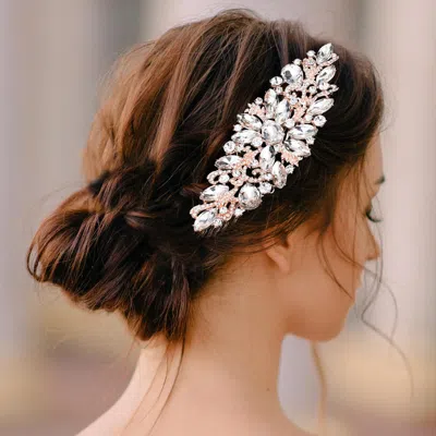 Fashnzfab Teardrop Marquise Stone Cluster Hair Comb In Gold