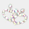 Fashnzfab Teardrop Marquise Stone Cluster Open Heart Dangle Evening Earrings - Ab, Silver In Multi