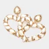 Fashnzfab Teardrop Marquise Stone Cluster Open Heart Dangle Evening Earrings In Gold