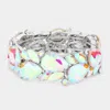 Fashnzfab Teardrop Marquise Stone Cluster Stretch Evening Bracelet In Multi