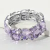 Fashnzfab Teardrop Marquise Stone Cluster Stretch Evening Bracelet Silver, Violet In Multi