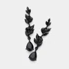 Fashnzfab Teardrop Marquise Stone Link Dangle Evening Earrings - Black, Jet Black In Black
