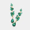Fashnzfab Teardrop Marquise Stone Link Dangle Evening Earrings - Emerald In Brown