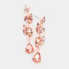 Fashnzfab Teardrop Marquise Stone Link Dangle Evening Earrings - Peach In Pink