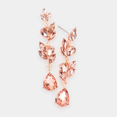 Fashnzfab Teardrop Marquise Stone Link Dangle Evening Earrings In Pink