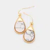 Fashnzfab Teardrop Marvel Stone Gold Metal Trim Earrings In Gold
