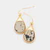 Fashnzfab Teardrop Marvel Stone Gold Metal Trim Earrings In Multi