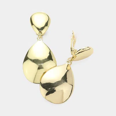 Fashnzfab Teardrop Metal Clip On Earrings In Gold