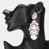 Fashnzfab Teardrop Oval Marquise Stone Cluster Embellished Evening Earrings - Ab, Clear, Gold In Animal Print