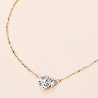 Fashnzfab Teardrop Oval Round Stone Cluster Pendant Necklace In Gold