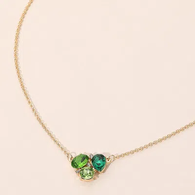 Fashnzfab Teardrop Oval Round Stone Cluster Pendant Necklace In Green