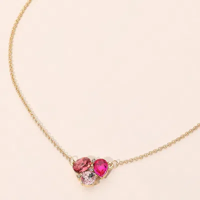 Fashnzfab Teardrop Oval Round Stone Cluster Pendant Necklace In Gold