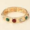 Fashnzfab Teardrop Oval Round Stone Embellished Stretch Bracelet Dark, Multi In Gold