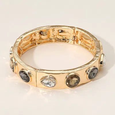 Fashnzfab Teardrop Oval Round Stone Embellished Stretch Bracelet In Pink