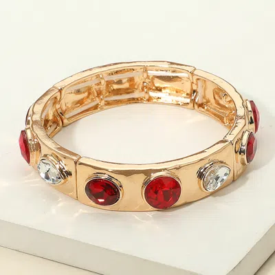 Fashnzfab Teardrop Oval Round Stone Embellished Stretch Bracelet In Gold