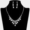 Fashnzfab Teardrop Pearl Embellished Square Rhinestone Paved Necklace In Metallic