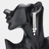 Fashnzfab Teardrop Pearl Tip Rhinestone Paved Fringe Evening Earrings - Ab, Silver In Metallic