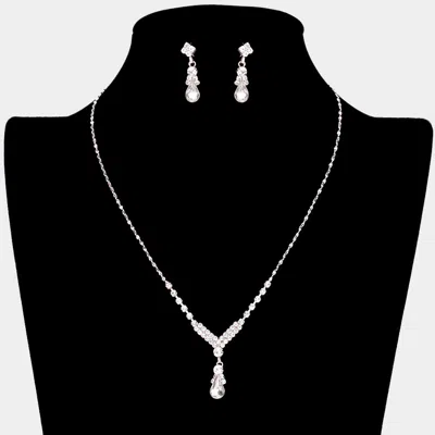 Fashnzfab Teardrop Pendant Crystal Rhinestone Necklace In Brown