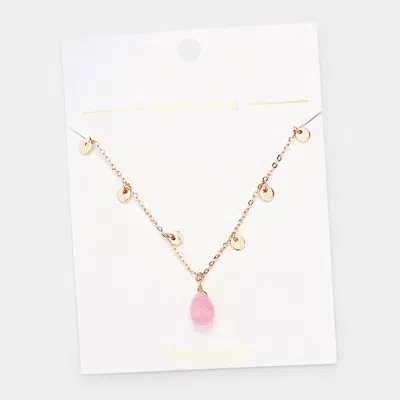 Fashnzfab Teardrop Pendant Metal Disc Necklace In Silver