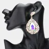 Fashnzfab Teardrop Pointed Rhinestone Embellished Dangle Evening Earrings - Ab, Gold In Multi