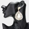 Fashnzfab Teardrop Pointed Rhinestone Embellished Dangle Evening Earrings - Clear, Gold In Metallic