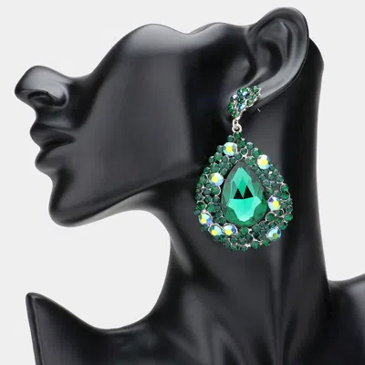 Fashnzfab Teardrop Pointed Rhinestone Embellished Dangle Evening Earrings In Gold