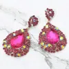 Fashnzfab Teardrop Pointed Rhinestone Embellished Dangle Evening Earrings In Multi