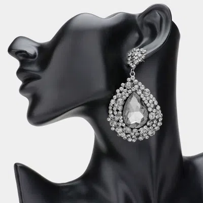 Fashnzfab Teardrop Pointed Rhinestone Embellished Dangle Evening Earrings In Multi