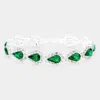 Fashnzfab Teardrop Rhinestone Link Evening Bracelet Green In Green