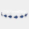 Fashnzfab Teardrop Rhinestone Link Evening Bracelet Montana Blue In Multi