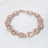 Fashnzfab Teardrop Rhinestone Link Evening Bracelet Peach, Rose Gold In Multi