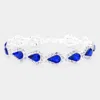 Fashnzfab Teardrop Rhinestone Link Evening Bracelet Sapphire In Blue