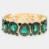 Fashnzfab Teardrop Rhinestone Trim Stretch Evening Bracelet Emerald In Green