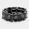 Fashnzfab Teardrop Rhinestone Trim Stretch Evening Bracelet Jet Black In Black
