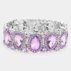 Fashnzfab Teardrop Rhinestone Trim Stretch Evening Bracelet Violet In Purple