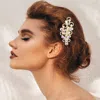 Fashnzfab Teardrop Round Stone Cluster Embellished Rhinestone Paved Hair Comb In Metallic