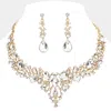 Fashnzfab Teardrop Round Stone Cluster Evening Necklace In Gold