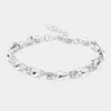 Fashnzfab Teardrop Round Stone Link Evening Bracelet Clear, Silver In Multi